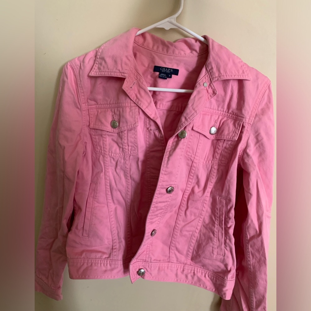 Y2k pink Ralph Lauren chaps jean jacket